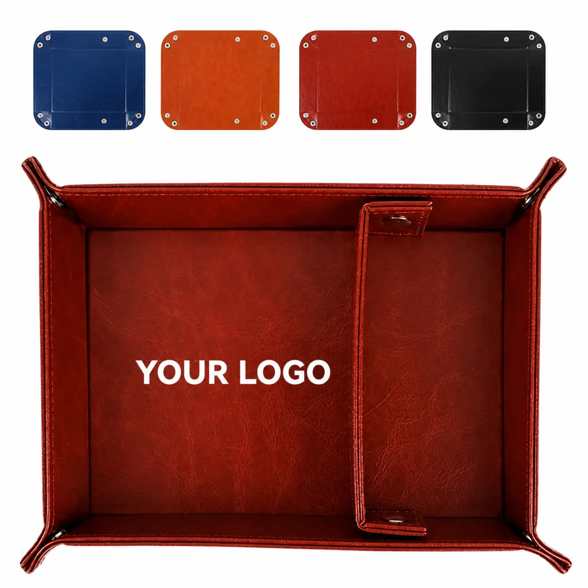 Foldable Square PU Leather Dice Tray With Snap Corners