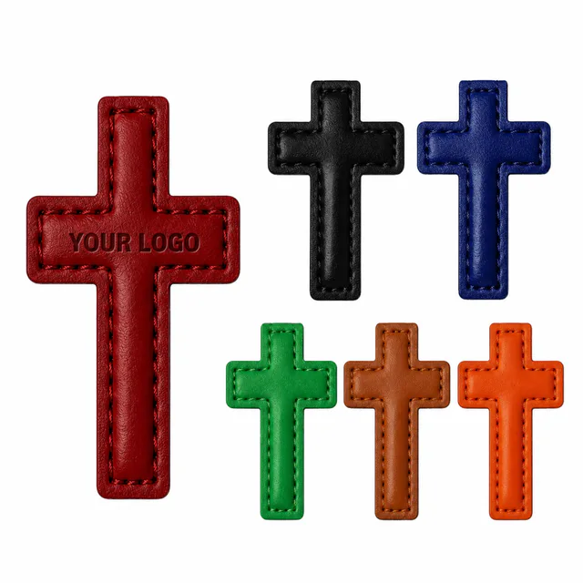 Custom PU Leather Cross Bookmark With Logo