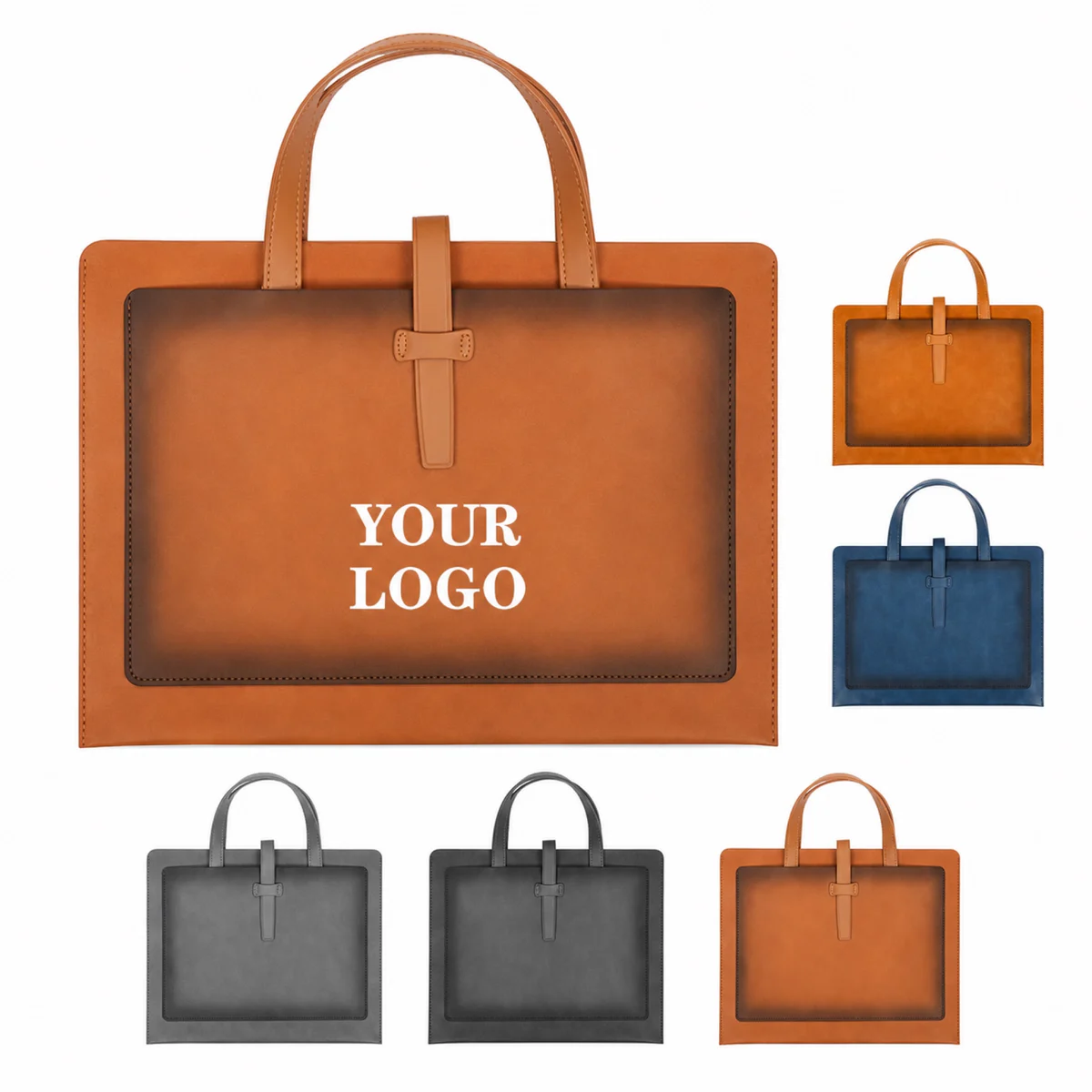 PU Double Pocket Document Handbag