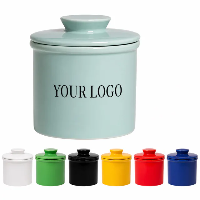 Ceramic Butter Crock Dish With Lid For Countertop