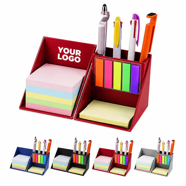 Foldable Cube Sticky Notes Organizer With Pen Holder