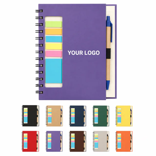 Kraft Paper Sticky Note Notebook With Pen Clip