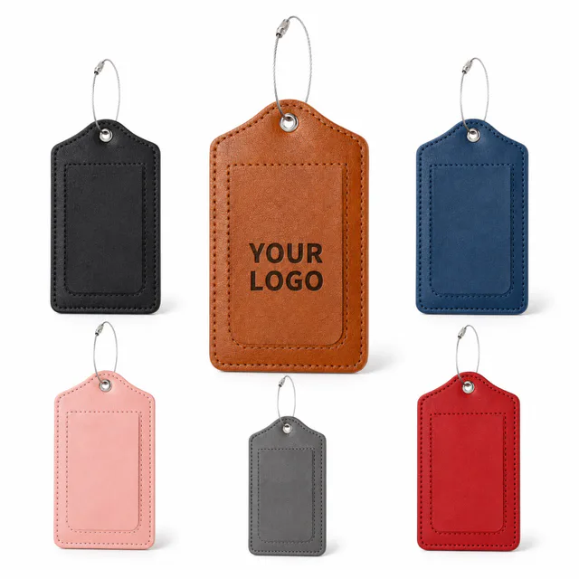 Custom PU Leather Luggage Tag With Stainless Steel Ring