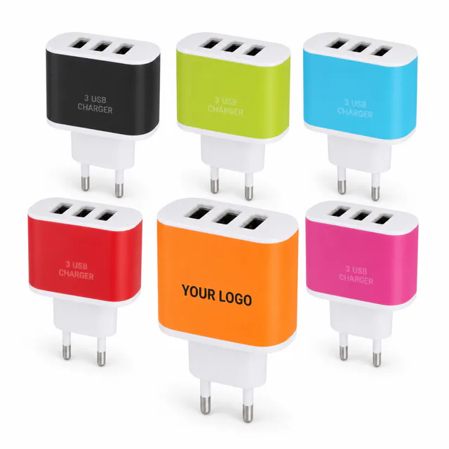 USB Fast Wall Charger Block With 3-Port Output For Travel