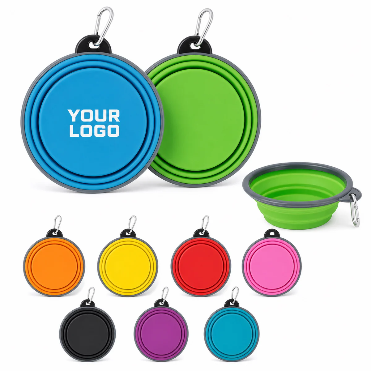 Collapsible TPE Pet Travel Bowl With Carabiner For Outdoor Feeding