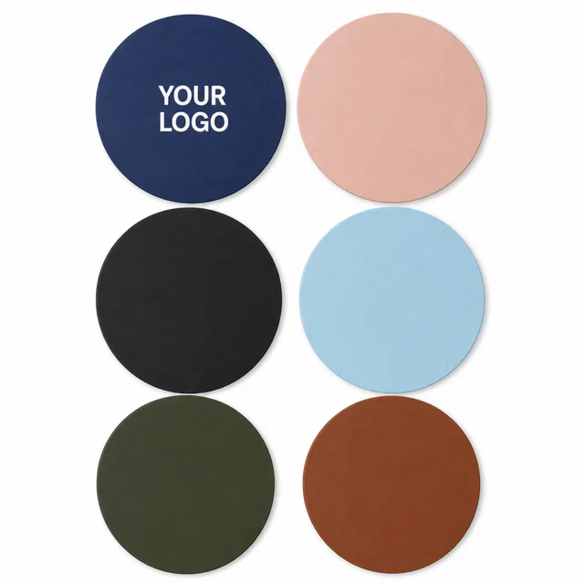 Custom PU Leather Round Mouse Pad For Office And Gaming
