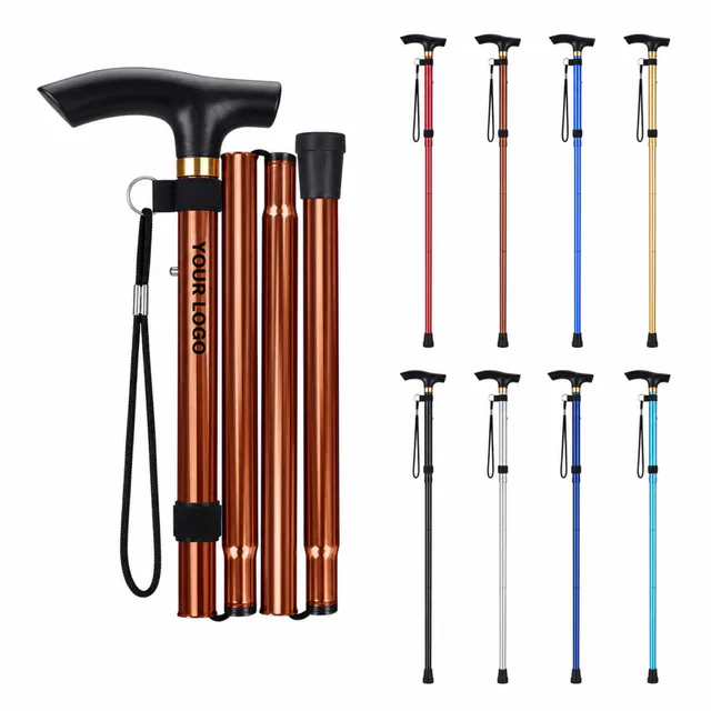 Foldable Lightweight Aluminum Walking Stick Adjustable Hiking Cane