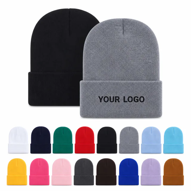 Custom Knitted Acrylic Beanie Hat For Winter Outdoor Activities