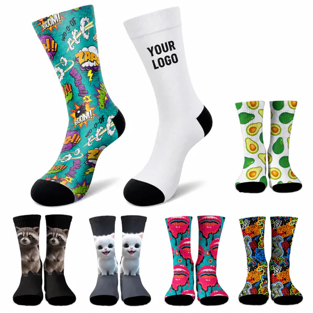 Custom Sublimated Mid-Calf Socks Polyester Spandex Promotional Team Spirit