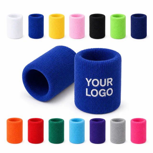 Custom Embroidered Polyester Sports Wristband For Basketball Running Gym