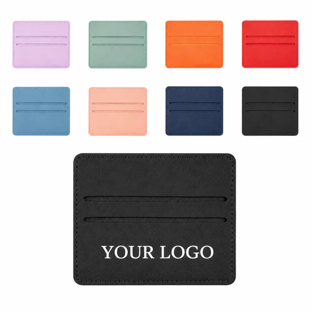 Custom PU Leather Mini Card Holder With 2 Slots