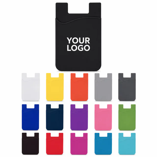 Custom Silicone Phone Card Sleeve With Adhesive Backing