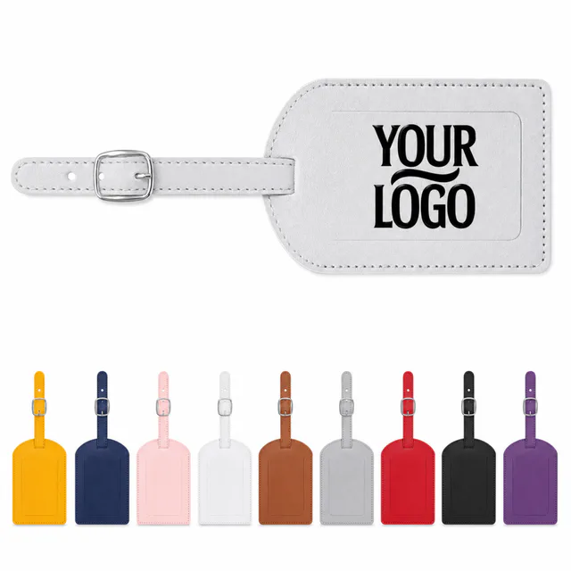 Synthetic Leather Privacy Flap Luggage Tag With Clear PVC Window