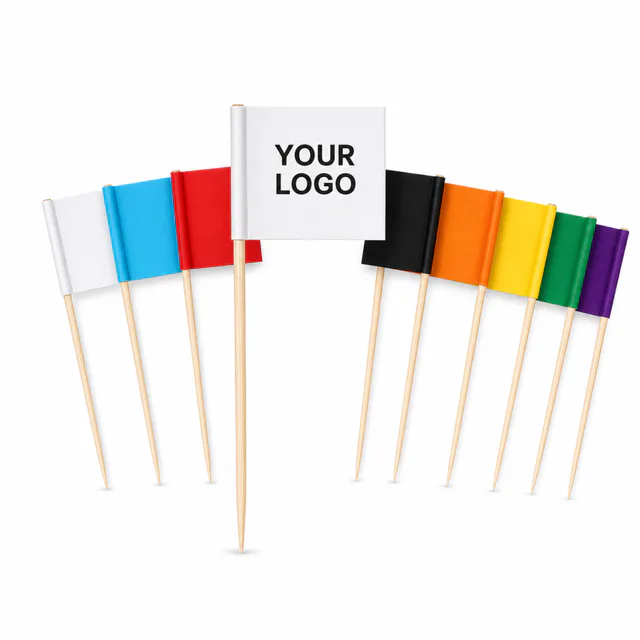 Mini Paper And Bamboo Wood Toothpick Flags For Food Display