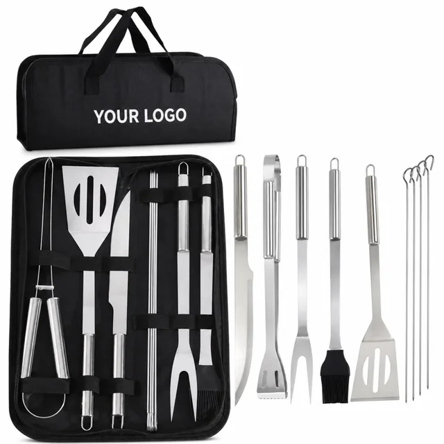 9-Piece Stainless Steel BBQ Utensil Tool Set With Polyester Storage Case