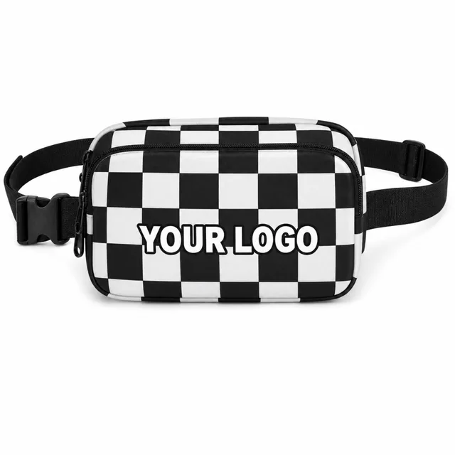 Racing Style Black And White Checkered Waist Pack