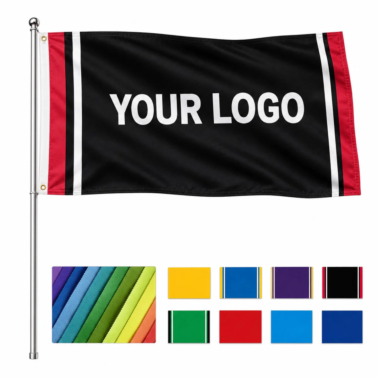 Custom Polyester Flag 59 In X 35.5 In With Stainless Steel Pole