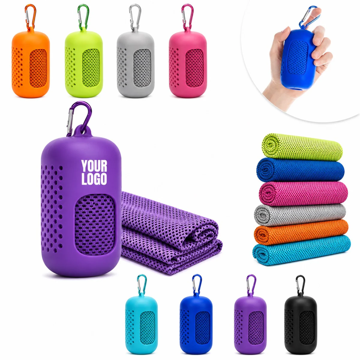 Quick Drying Cooling Towel With Silicone Hanging Case