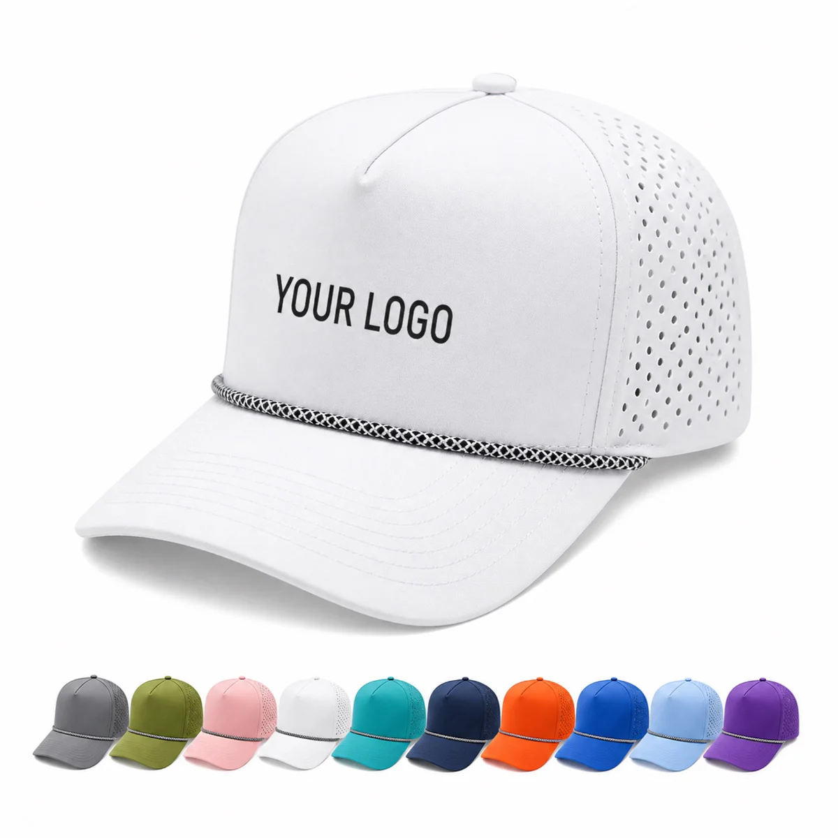 5 Panel Baseball Cap With Laser Cut Mesh Back