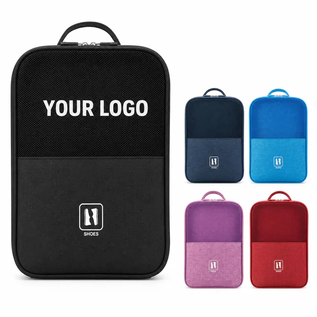 Custom Oxford Polyester Travel Shoe Bag With Ventilated Interior