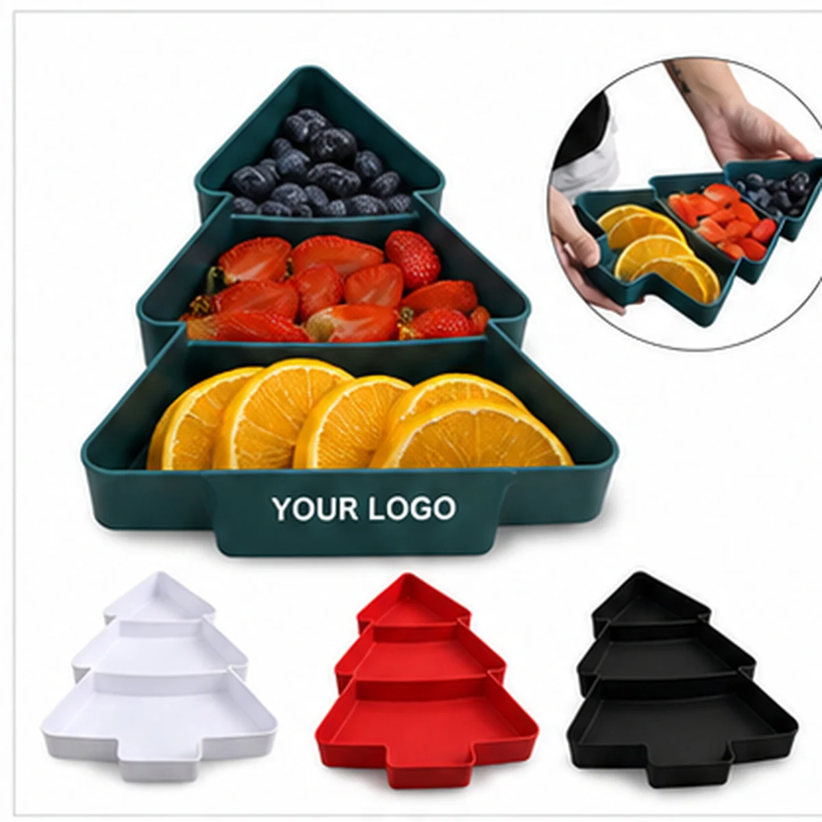 Christmas Tree Plastic Snack Serving Tray