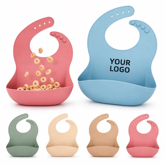 Custom Silicone Baby Bib Adjustable Waterproof
