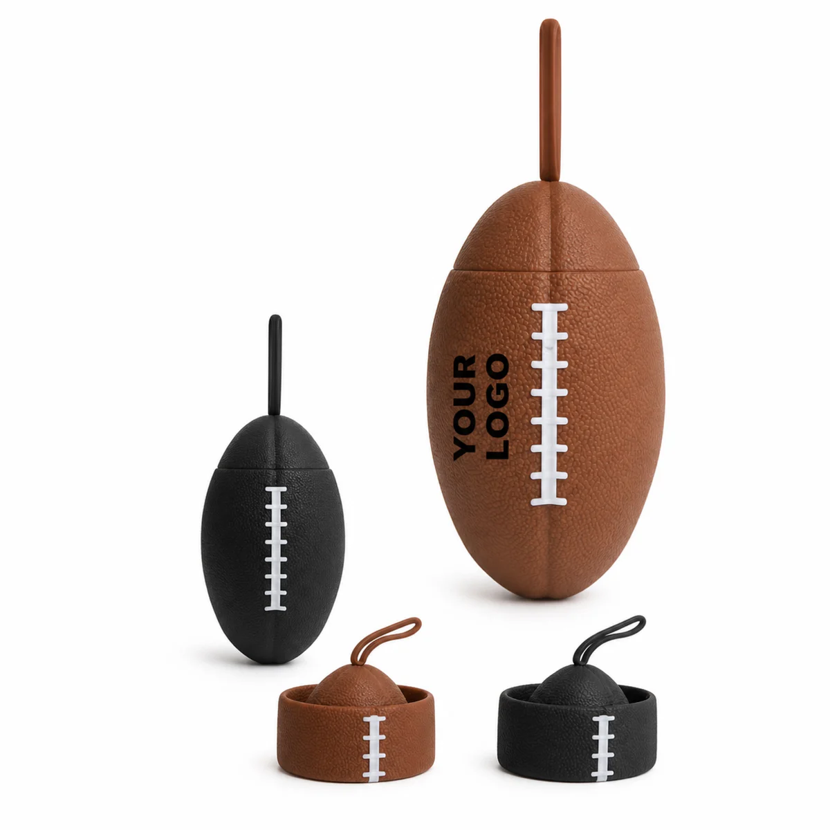 Rugby Shaped Collapsible Silicone Water Bottle