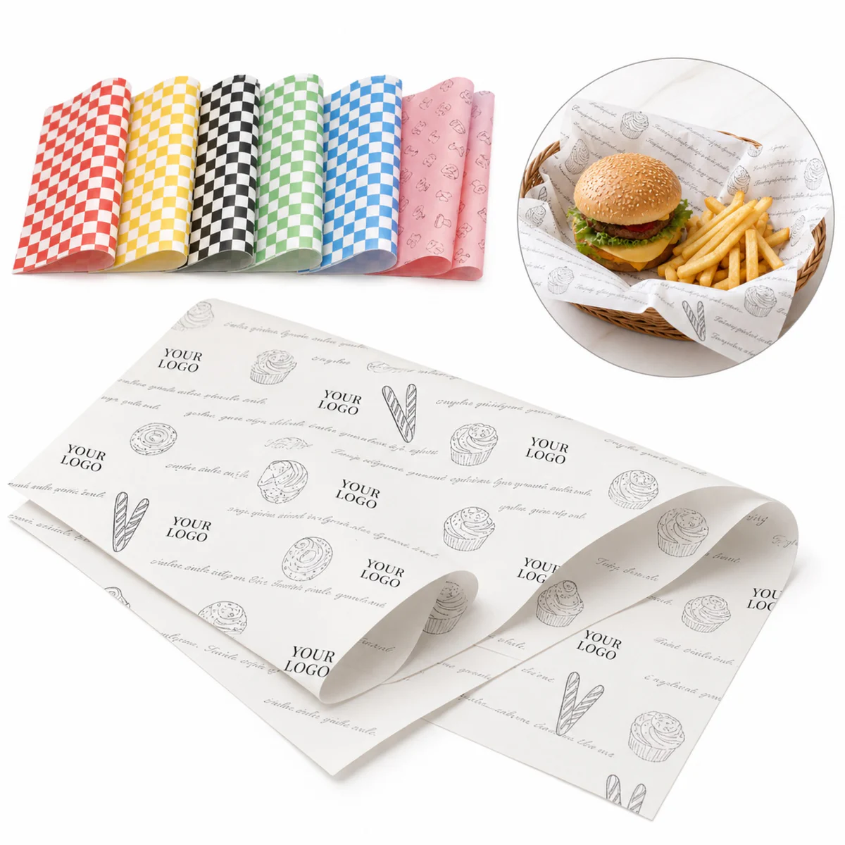 Grease Proof Coated Food Wrap And Basket Liner Paper