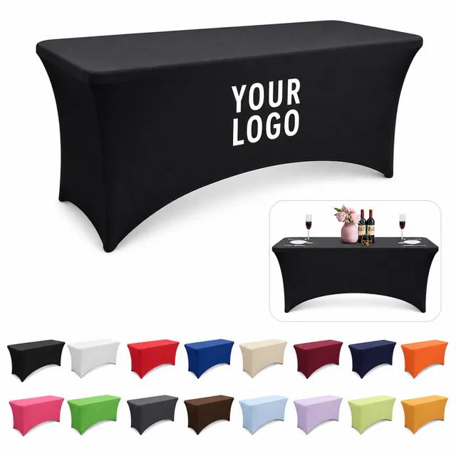6FT Polyester Stretch Tablecloth For 6 Foot Tables MOQ 2