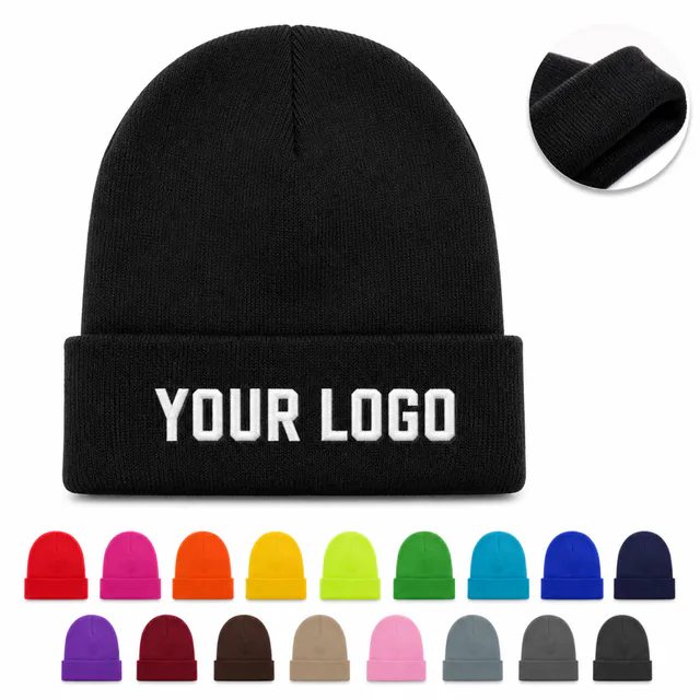 Custom Embroidered Acrylic Knitted Winter Beanie
