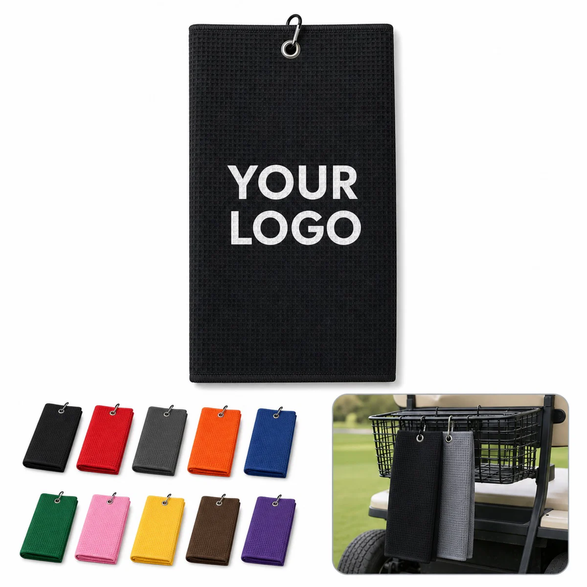 Full Color Waffle Golf Towel MOQ 50