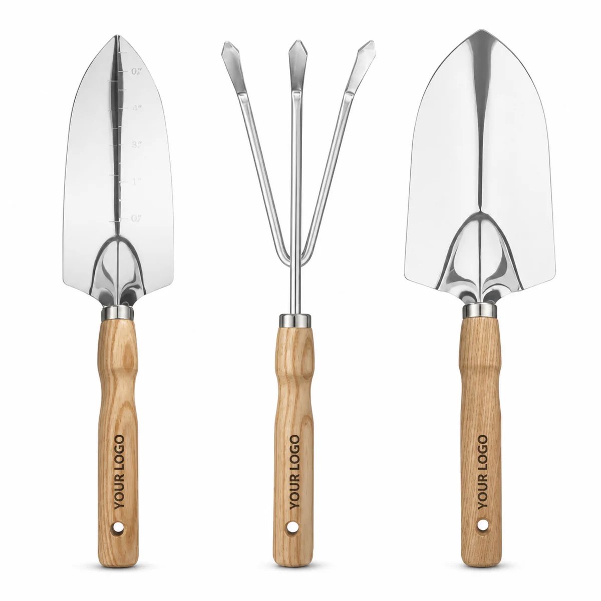 3 Piece Garden Tool Set Stainless Steel And Wood