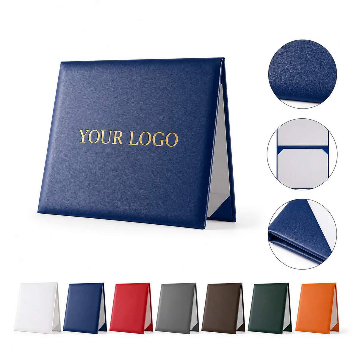 Custom PU Leather Certificate Cover For A4 Documents