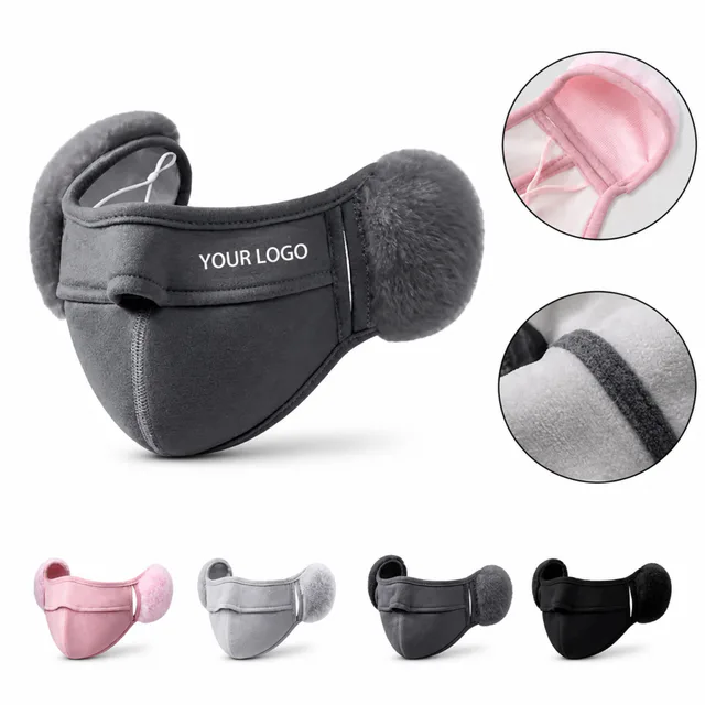 Custom Winter Ear Muff Face Mask Polyester Cotton