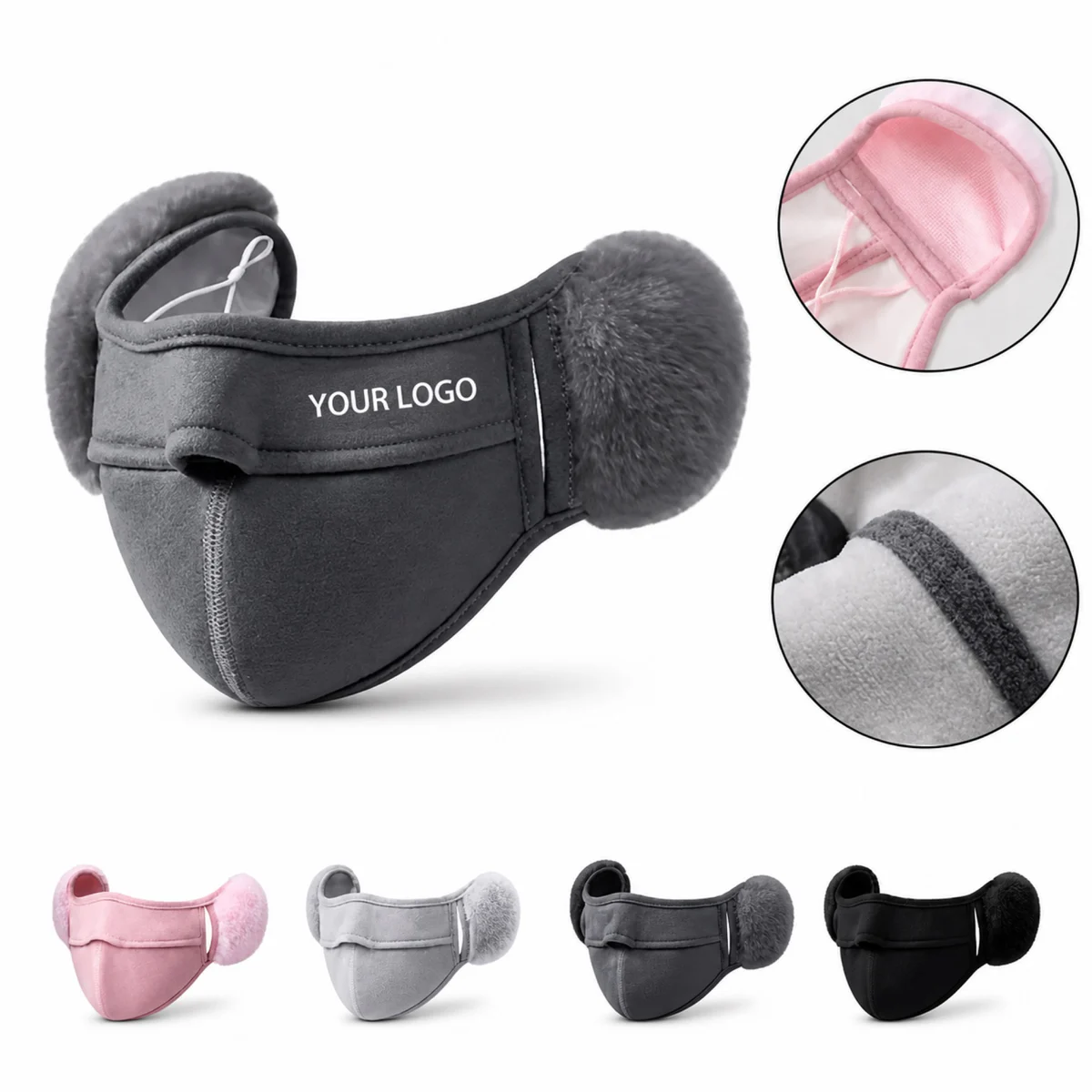 Custom Winter Ear Muff Face Mask Polyester Cotton