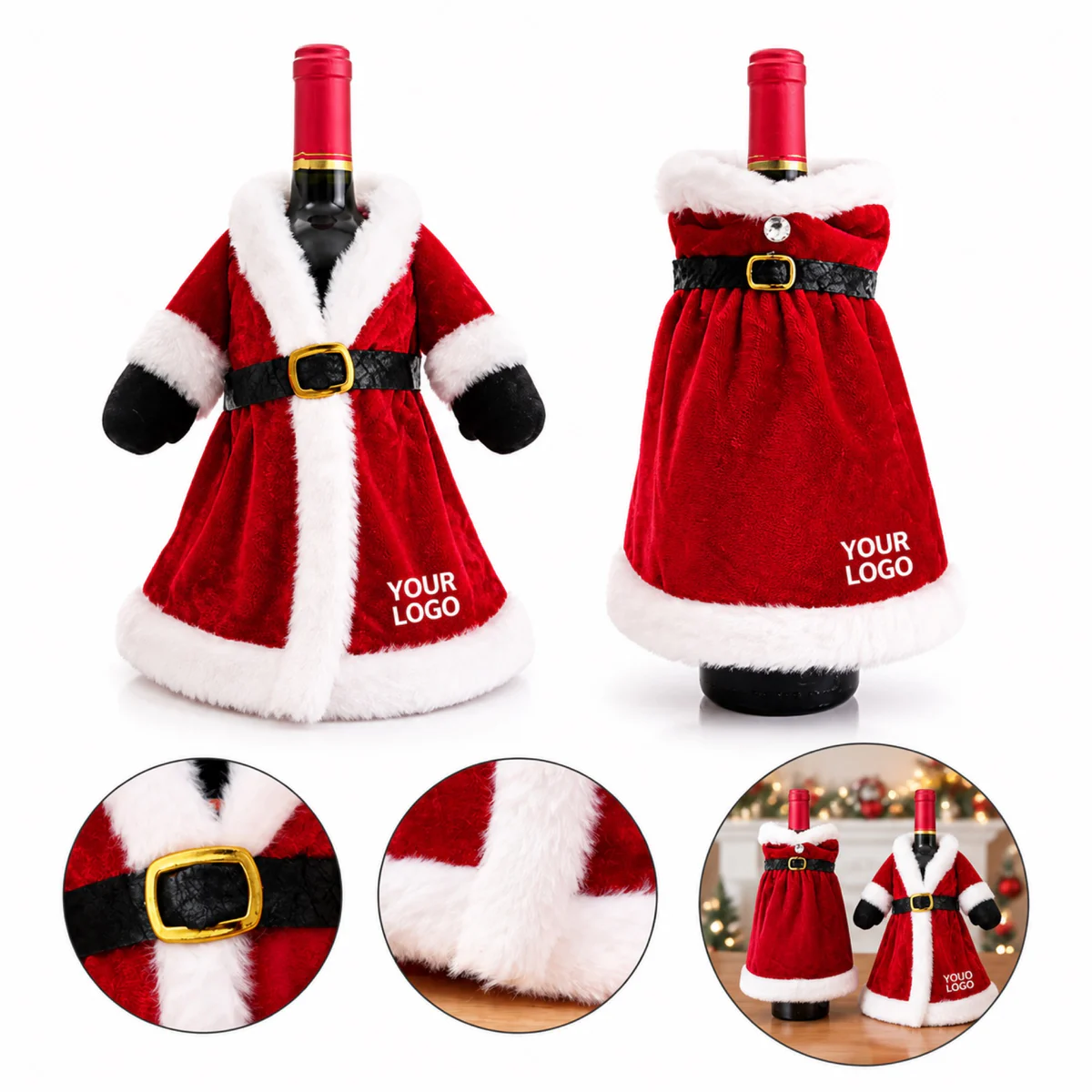 Christmas Wine Bottle Dress Festive Holiday Decor
