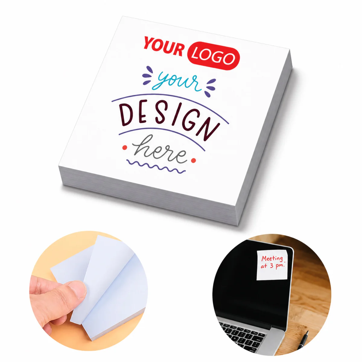Custom Printed Sticky Notes 2.95x2.95 Inch Promotional Memo Pads