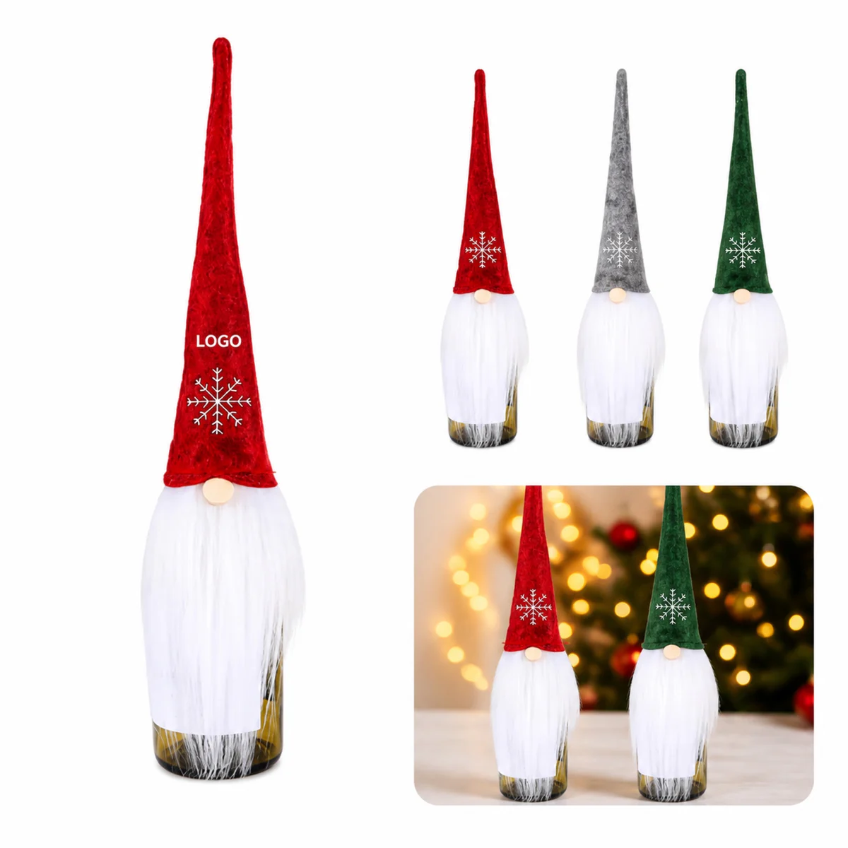 Santa Wine Bottle Cover Non-Woven Fabric Holiday Decoration