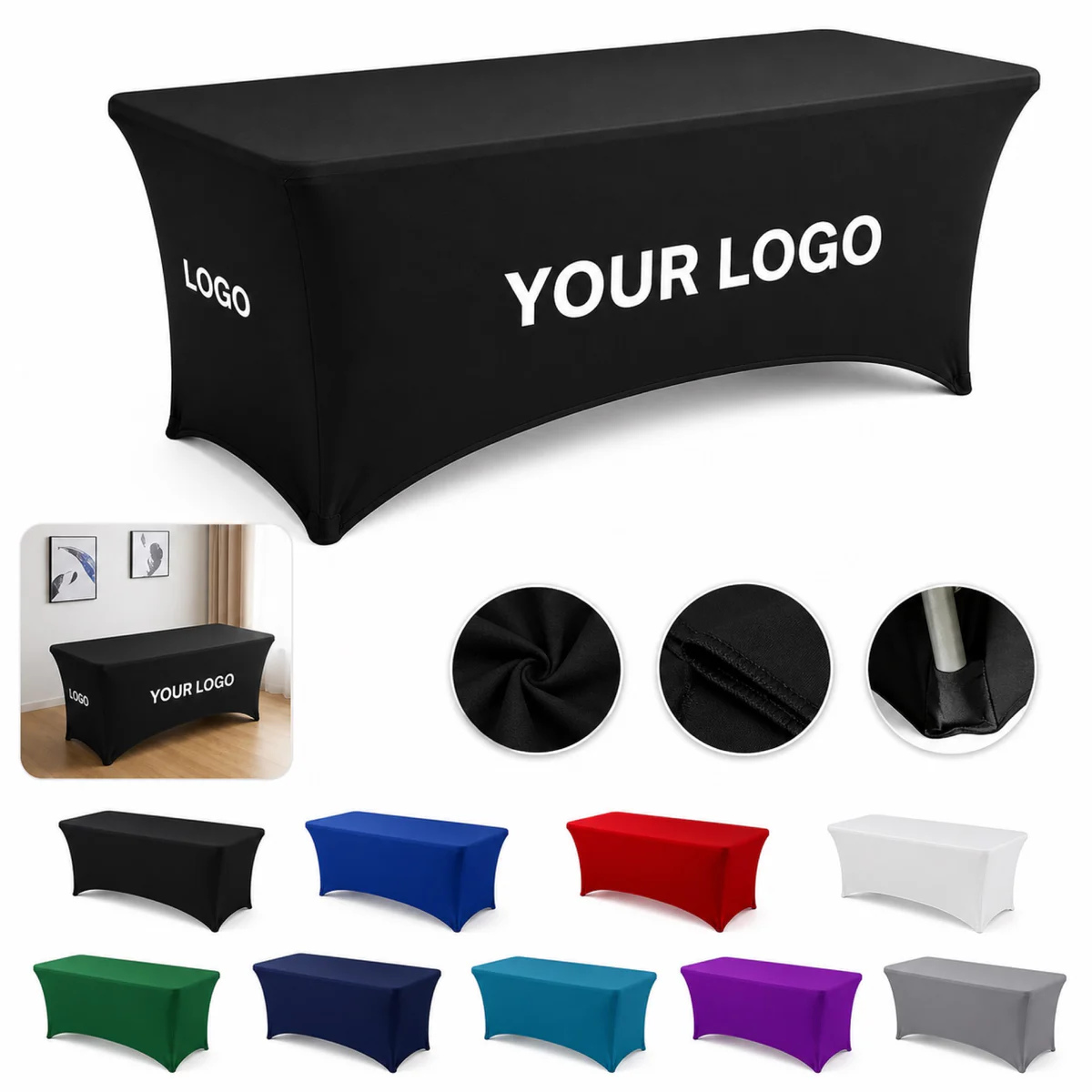 Custom Stretch Trade Show Table Cloth Polyester Spandex