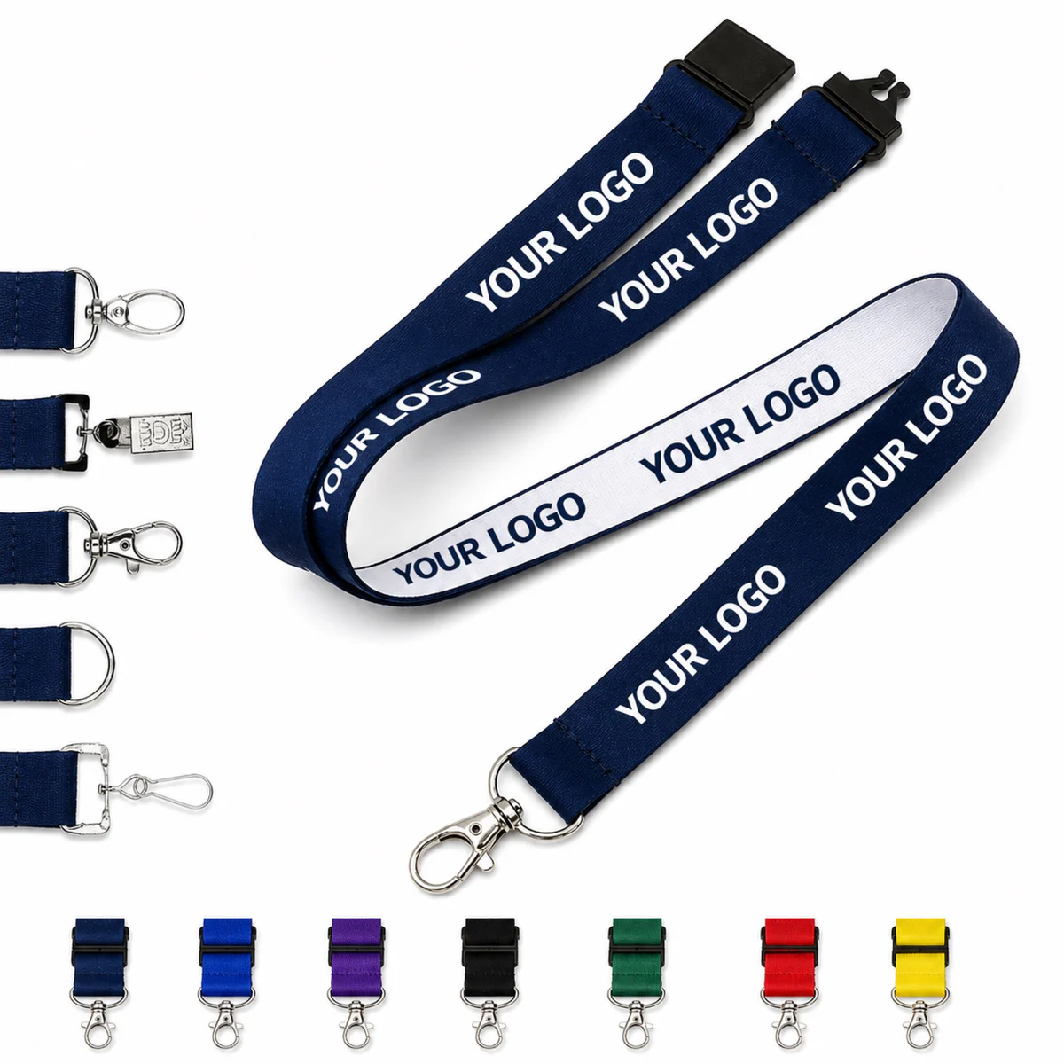 Custom Polyester Lanyard 3/5 Inch Wide With Hook Full Color