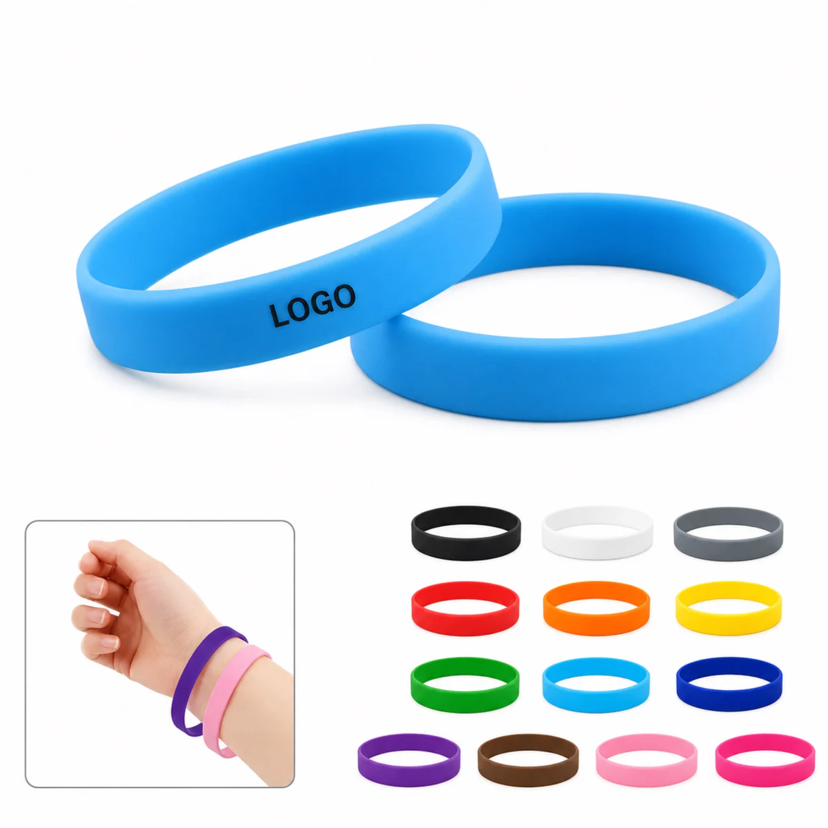 Solid Color Silicone Sports Wristbands