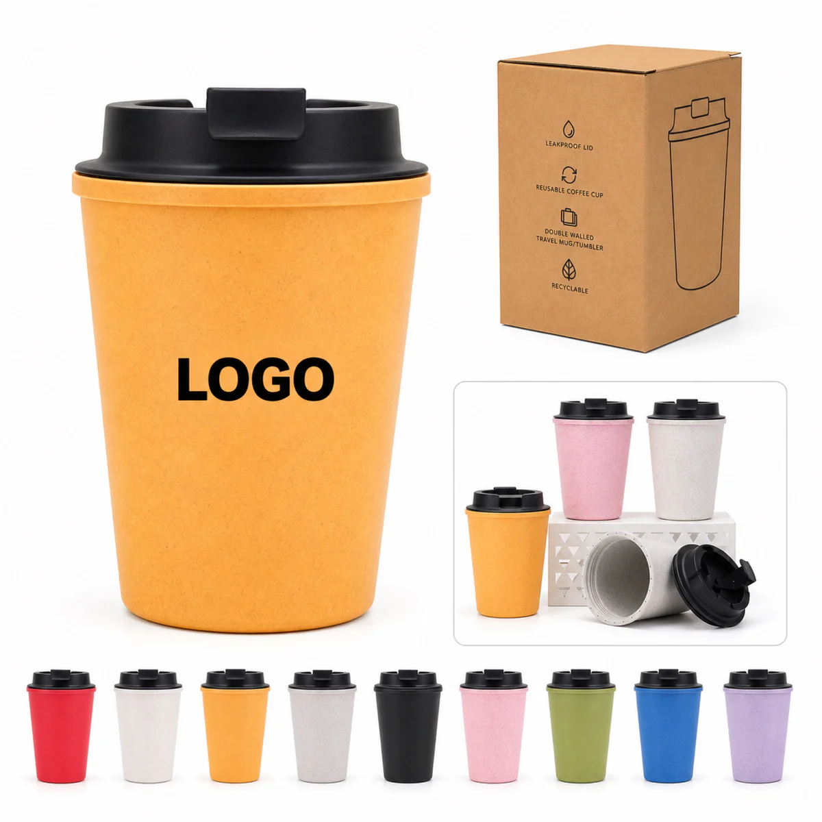 12oz Wheat Straw Double-Walled Coffee Mug