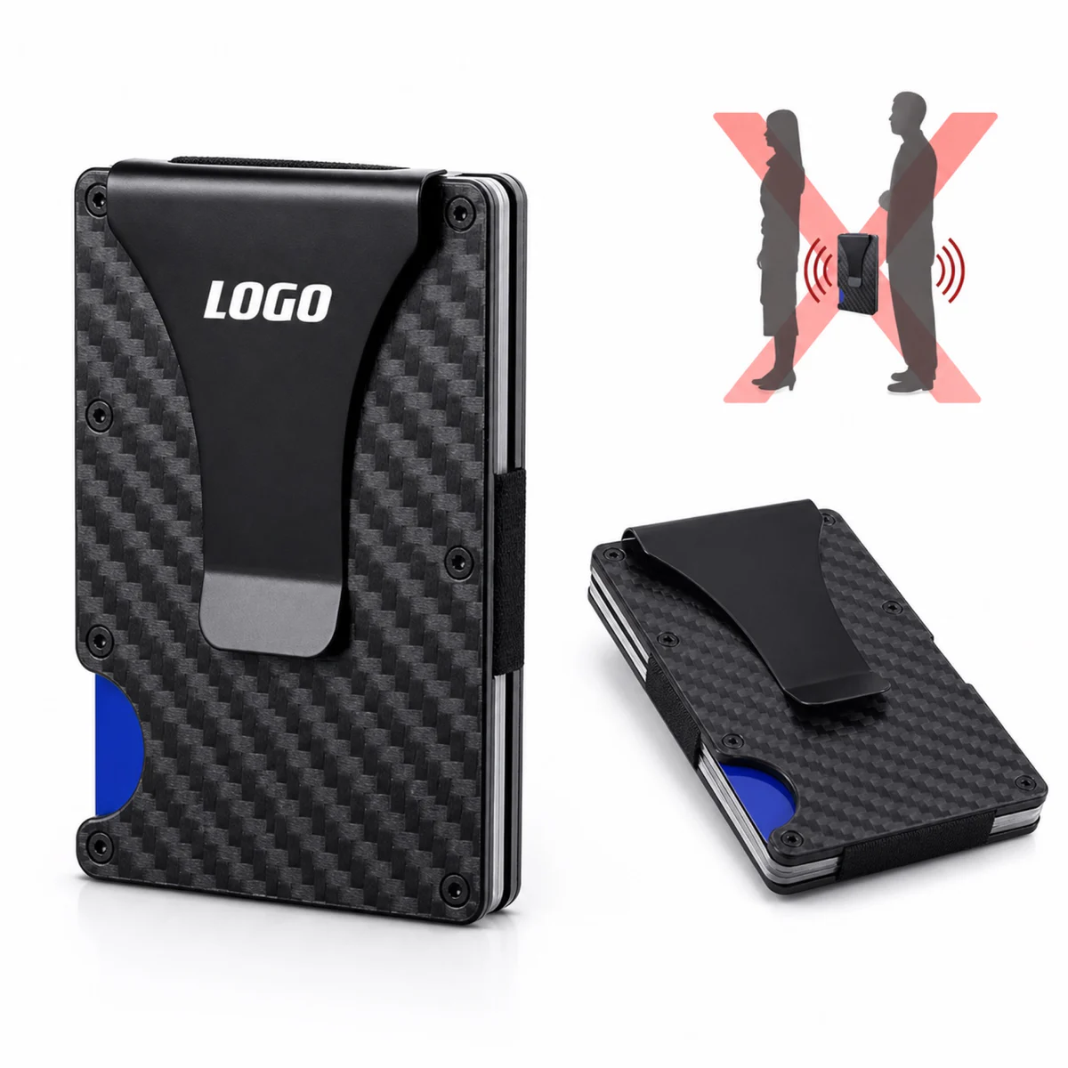 Carbon Fiber RFID Blocking Card Wallet With Money Clip