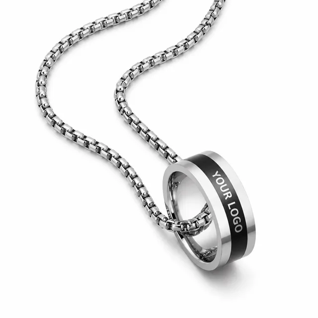 Modern Titanium Steel Necklace With Ring Charm