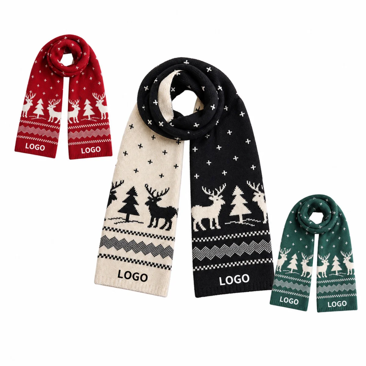 Custom Knitted Polyester Scarf Holiday Promotional Gift