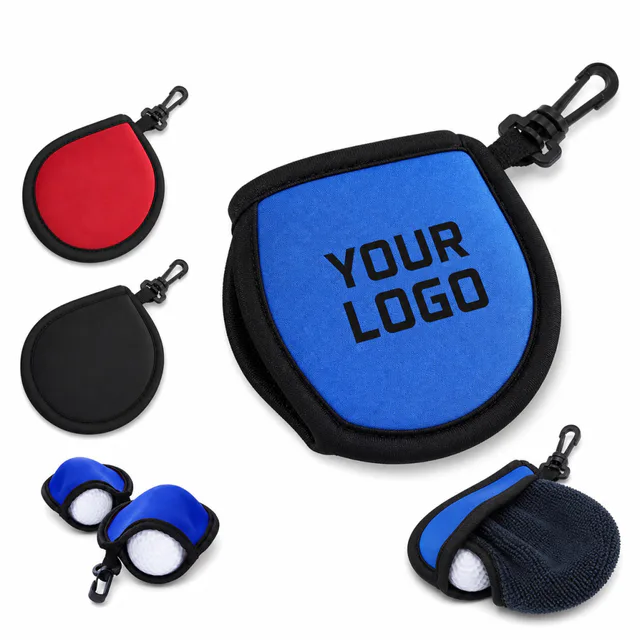 Custom Neoprene Golf Ball Cleaner Pouch With Clip