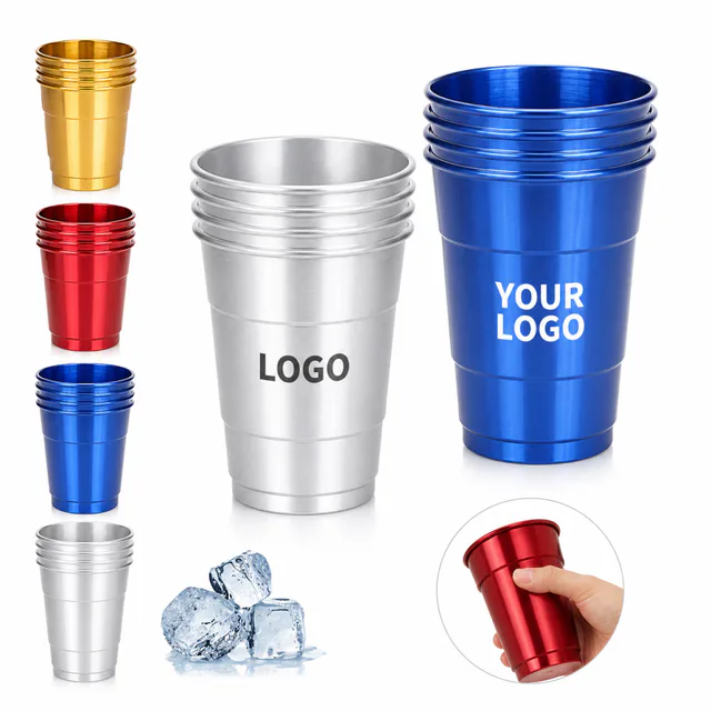 16 Oz Recyclable Aluminum Stadium Cup Reusable Promotional Drinkware