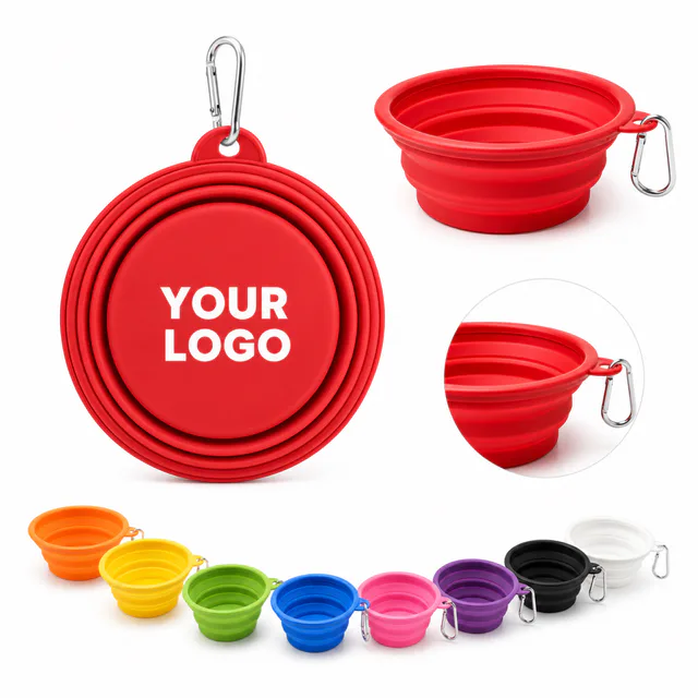 Collapsible Silicone Travel Dog Bowl With Buckle