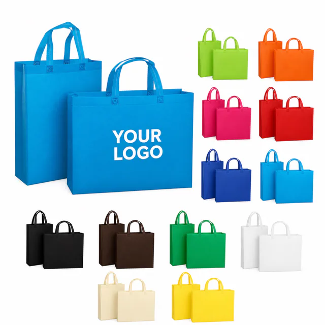 Non-Woven Grocery Tote Bag Custom Logo Reusable Shopping Bag MOQ50