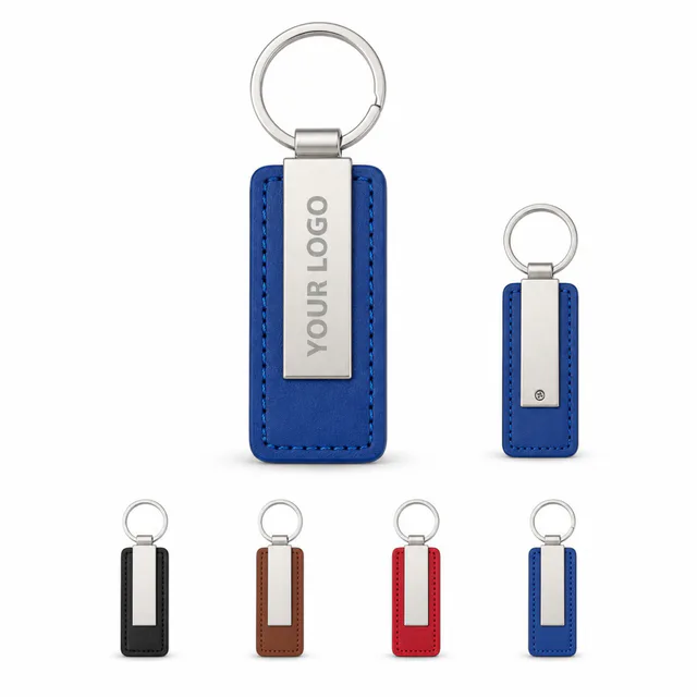 Rectangular PU Leather Keychain Custom Logo